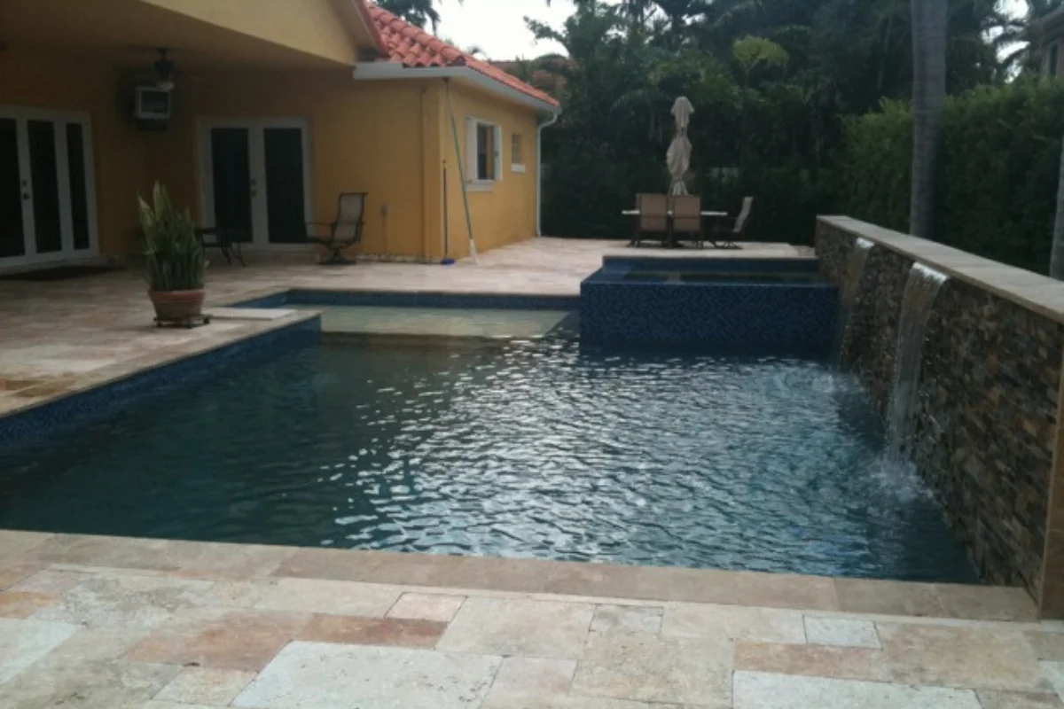 3D custom pool design rendering and architectural blueprint